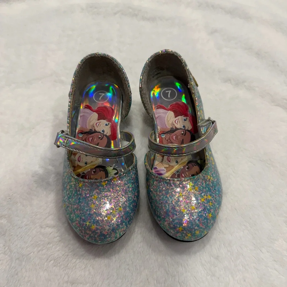 Kids Disney Princess Glitter‎ Mary Jane Heels Shoes Size 7